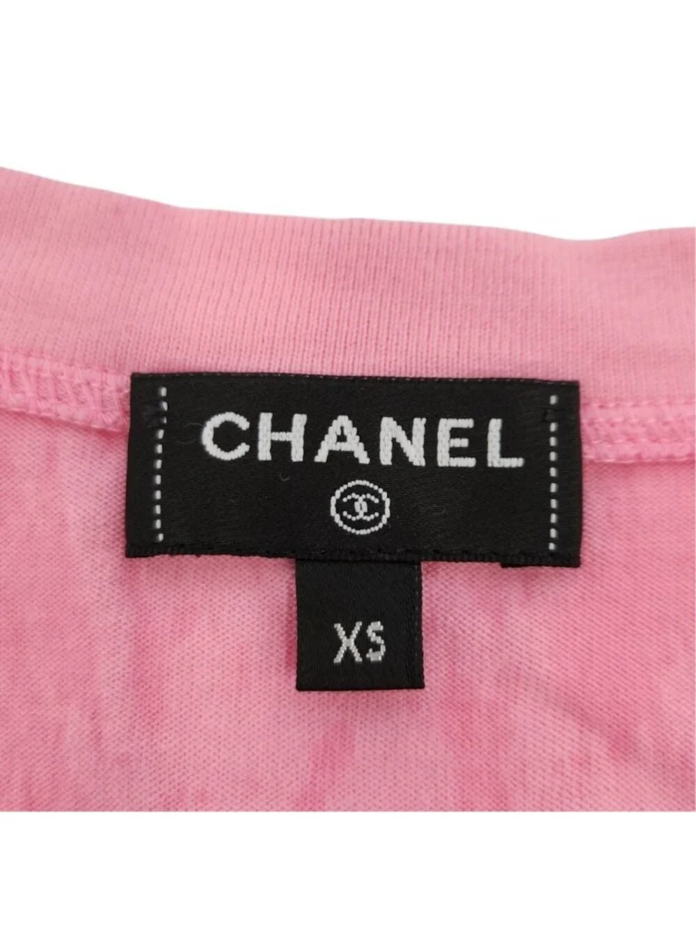 Chanel Tweed Logo Patch Design Cropped French Sleeve Top Pink XS